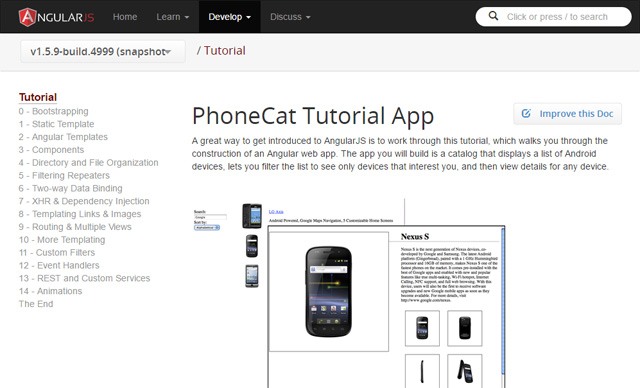 AngularJS PhoneCat Tutorial App