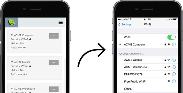 Automatically configure WiFi in company mobile devices.