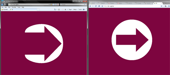 IE8 on left vs. Chrome on right 