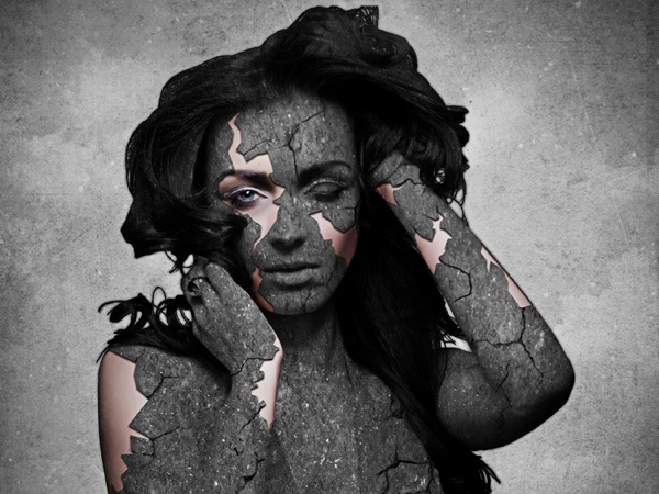 Grunge Stone Woman Photo Manipulation in Photoshop