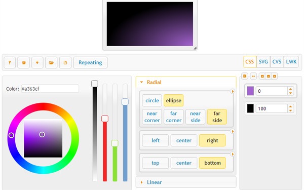 Visual CSS Gradient Generator