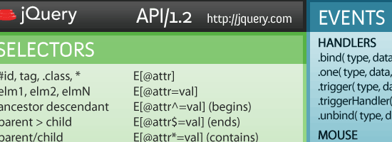 jQuery Cheatsheet - screen shot.