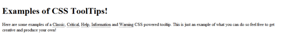 It's amazing what a bit of CSS can do; now the page appears ready to host the tooltips.