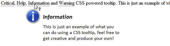 A lot of CSS later, we have something that functions generally as a tooltip!