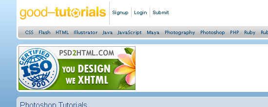 Good-Tutorials: Photoshop Section - screen shot.