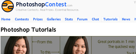 Photoshop Contest: Tutorials - screen shot.