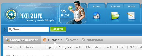 Pixel2Life: Photoshop Tutorials - screen shot.