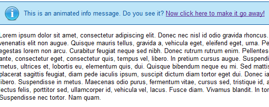 Animate your message boxes with jQuery screen shot.