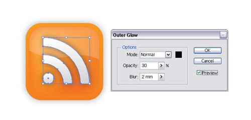 Create a Vector RSS Icon with Illustrator - screen shot.