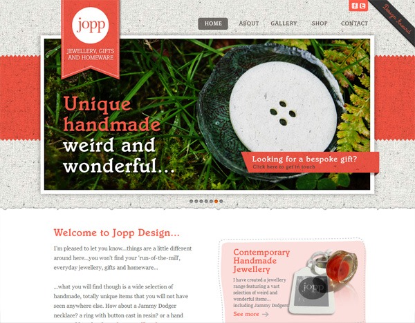 Textured website design example: Jopp