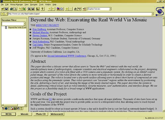 Mosaic - first graphical web browser for the general public