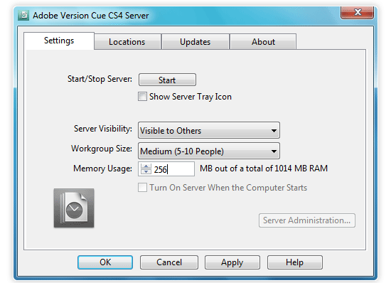 Version Cue settings