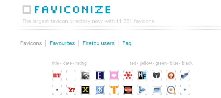 Faviconize - the favicon directory - Screen shot