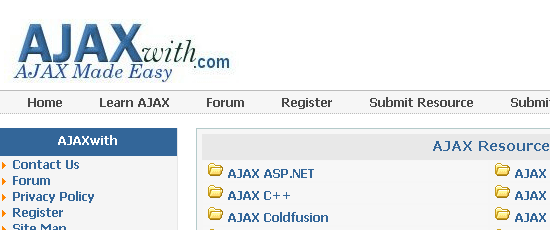 AJAXwith.com - screen shot.