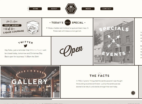 Minimalist website design inspiration: Mercer Tavern