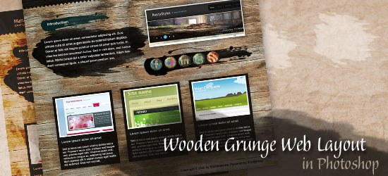 Create a Wooden Grunge Portfolio Web Layout in Photoshop