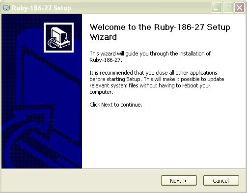 Ruby Installation Wizard.