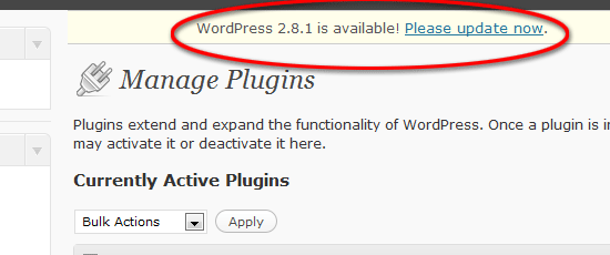 Keep your WordPress installation up to date