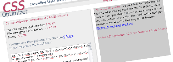 CSS Optimizer - screen shot.