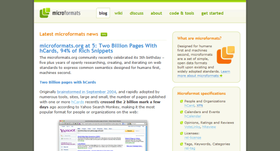 official microformats website