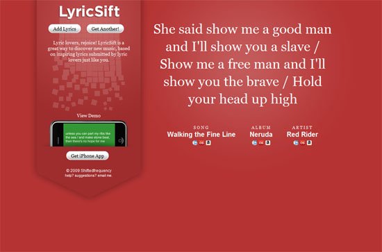 LyricSift screen shot.