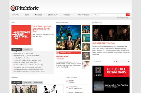 Pitchfork screen shot.