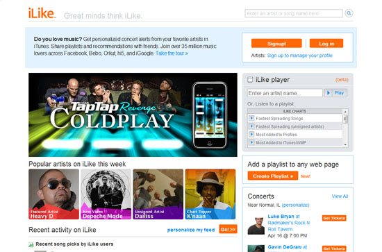 iLike screen shot.