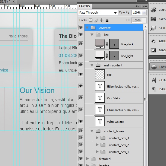 Creating the main content area