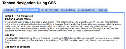 Tabbed Navigation Using CSS