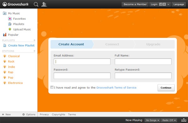 13 grooveshark signup form