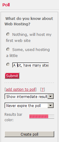 Interface for configuring Polls