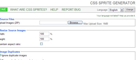 CSS Sprite Generator - Screen shot
