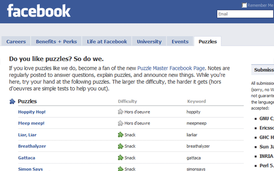 Facebook Engineering Puzzles