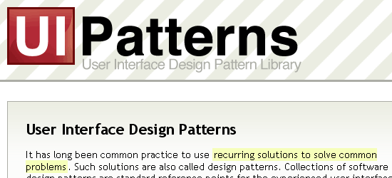 UI-patterns - screen shot.