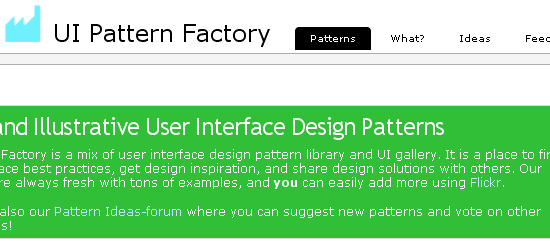 UI Pattern Factory - screen shot.