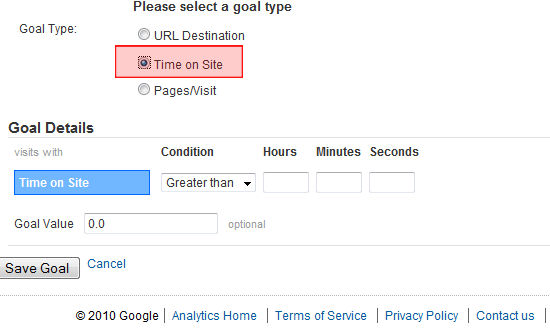Adding a Goal in Google Analytics