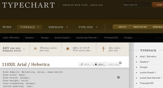 Typechart - screen shot.