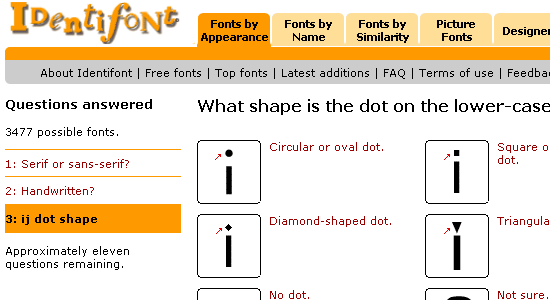 Identifont - screen shot.