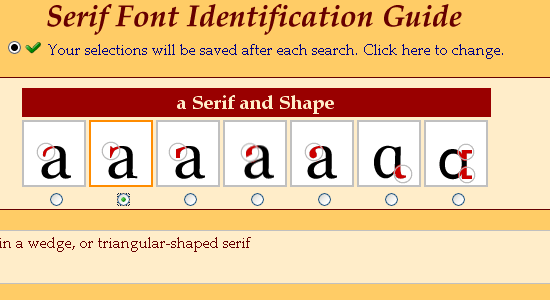 Serif Font Identification Guide - screen shot.