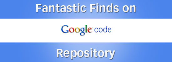 Fantastic Finds on Google code Repository with a blue gradient background and the Google logo in its multicolored font.