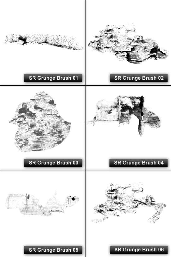 Preview of SR Grunge Photoshop brush set.