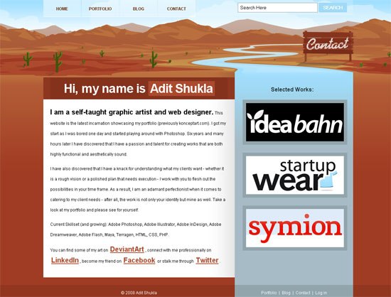 Portfolio of Adit Shukla - screen shot.