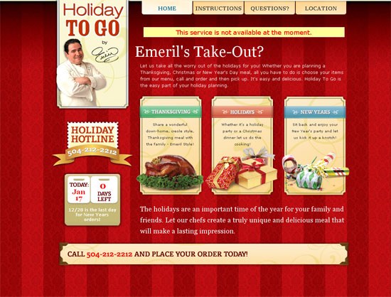 Emeril's Holiday to Go - screen shot.