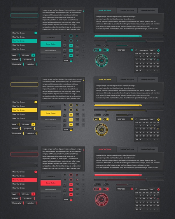 Dark UI Kit (Free PSD)