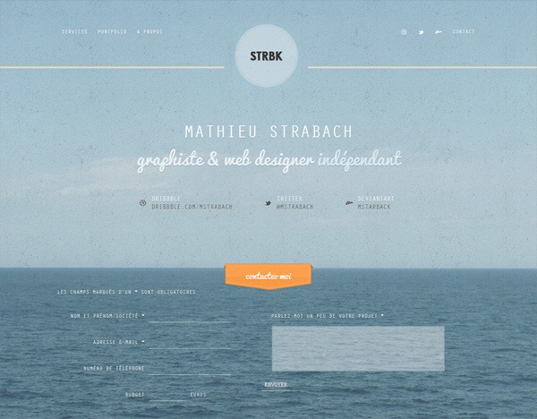 Textured website design example: Mathieu Strabach