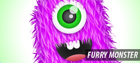 Cartoon graphic of a bright purple furry monster with one large green eye and a smiling mouth with white teeth, with the words 'FURRY MONSTER' below it.