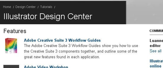 Illustrator Design Center - screen shot.