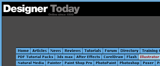 Illustrator Tutorials at Designer Today - screen shot.