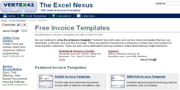 Free Invoice Template for Excel Screenshots.