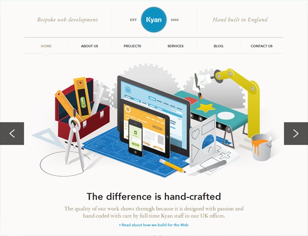 Clean website design example: Kyan